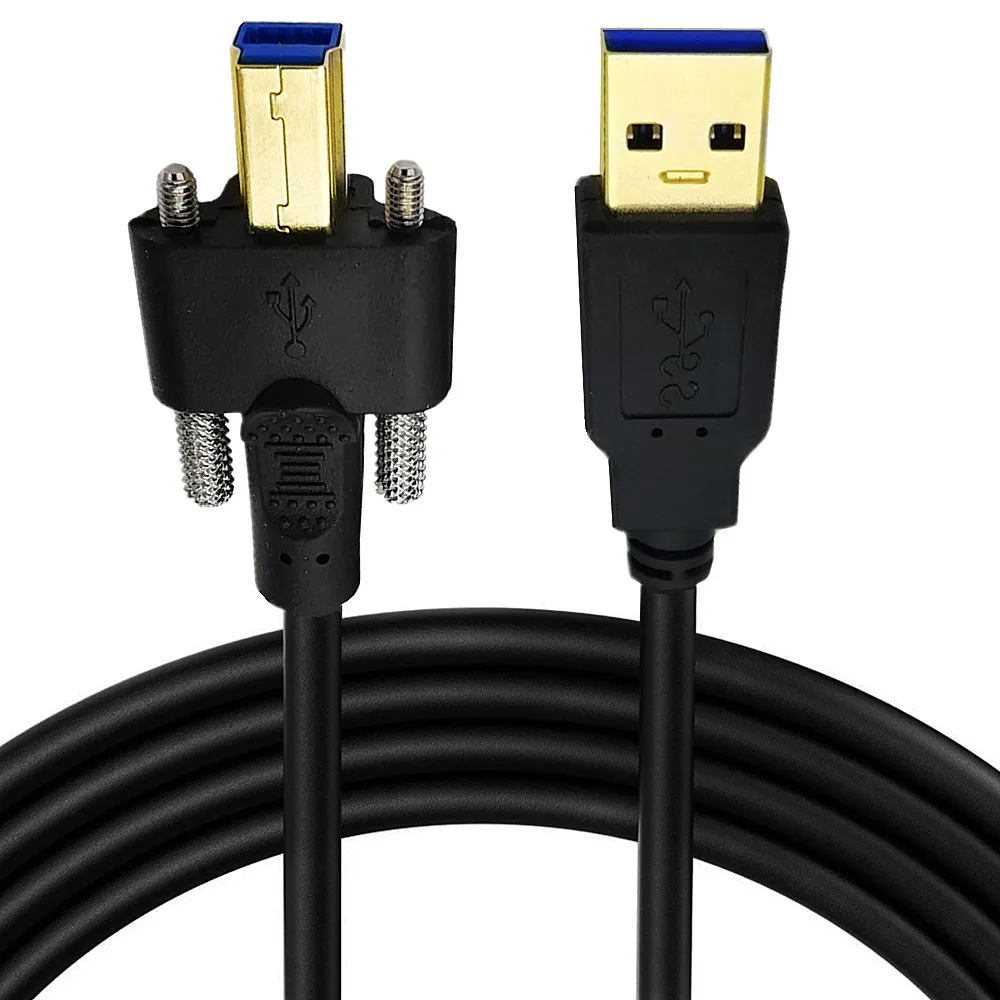 ความเร็วสูง USB 3.0ประเภท A ถึง B สายดาต้าซิงค์ข้อมูลชายสายสำหรับ HP Canon Lexmark Samsung CyberPower กับ M3สกรูล็อค