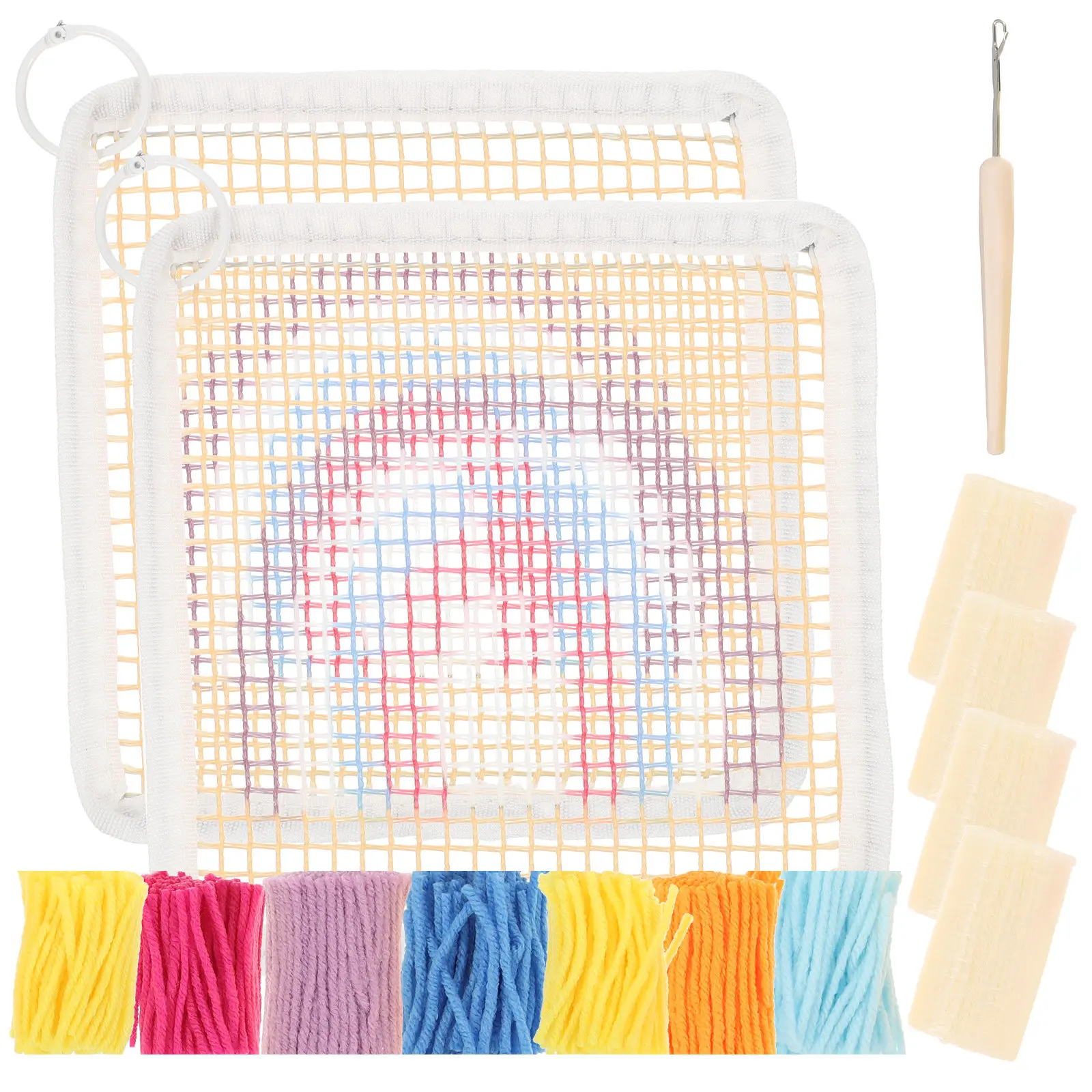 

1 Set Embroidery Diy Kit High-Quality Polyester Latch Hook Cup Mat Material Handcraft Coaster Kit For Beginners Diy Coaster