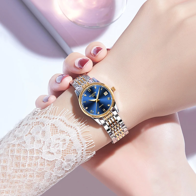 ساعة يد نسائية أصلية فاخرة للزوجين ساعة كوارتز بحزام من الفولاذ المقاوم للصدأ ساعة يد للرجال والنساء للمواعدة للزوجين