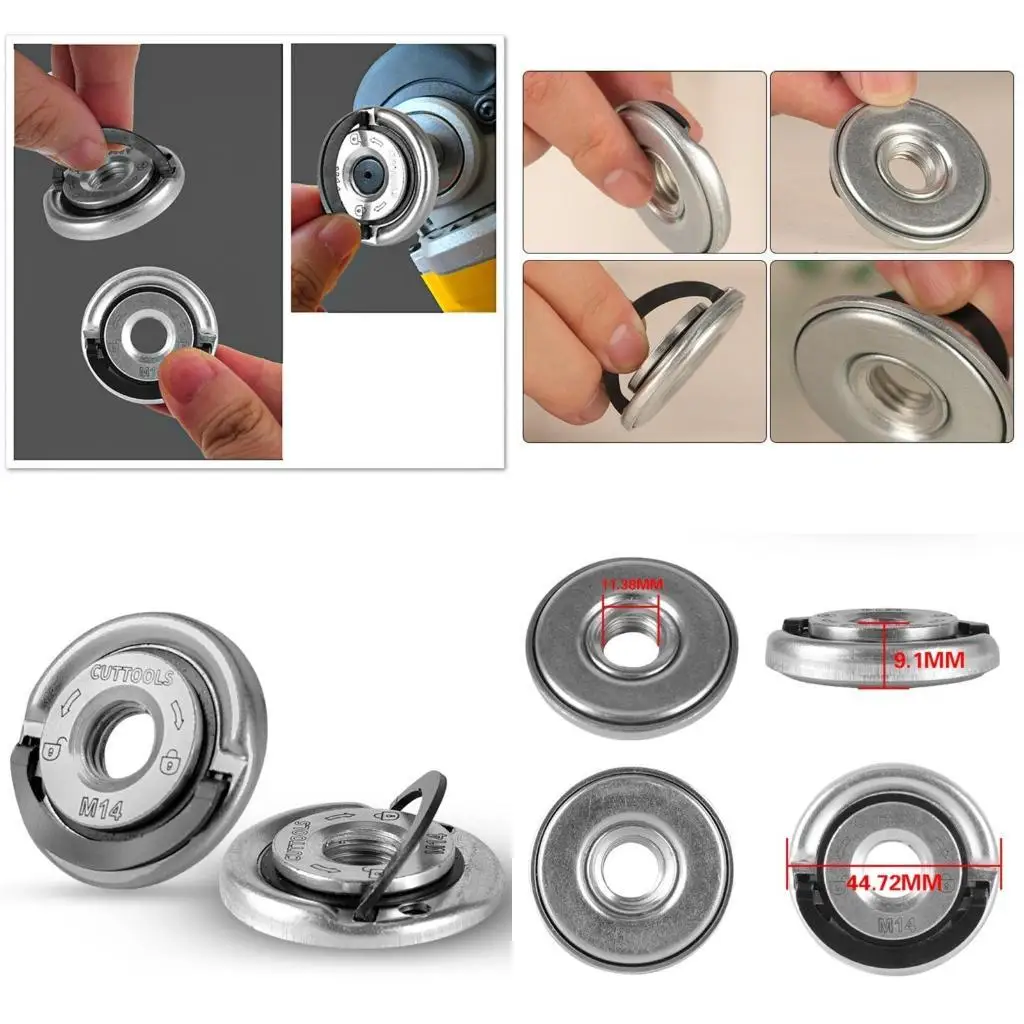 

R9UF Durable Grinder Tool Parts M14 Thread Pressure Plate Disc Self-locking Disc ID-11.38mm OD- 44.72mm