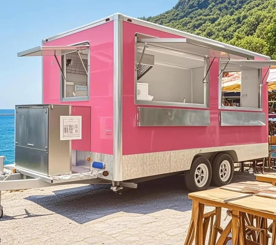 Camión de Comida Móvil, Food Truck, Remolque de Comida Rápida, Tienda de Comida, Caravana de Comida con Cocina Completa