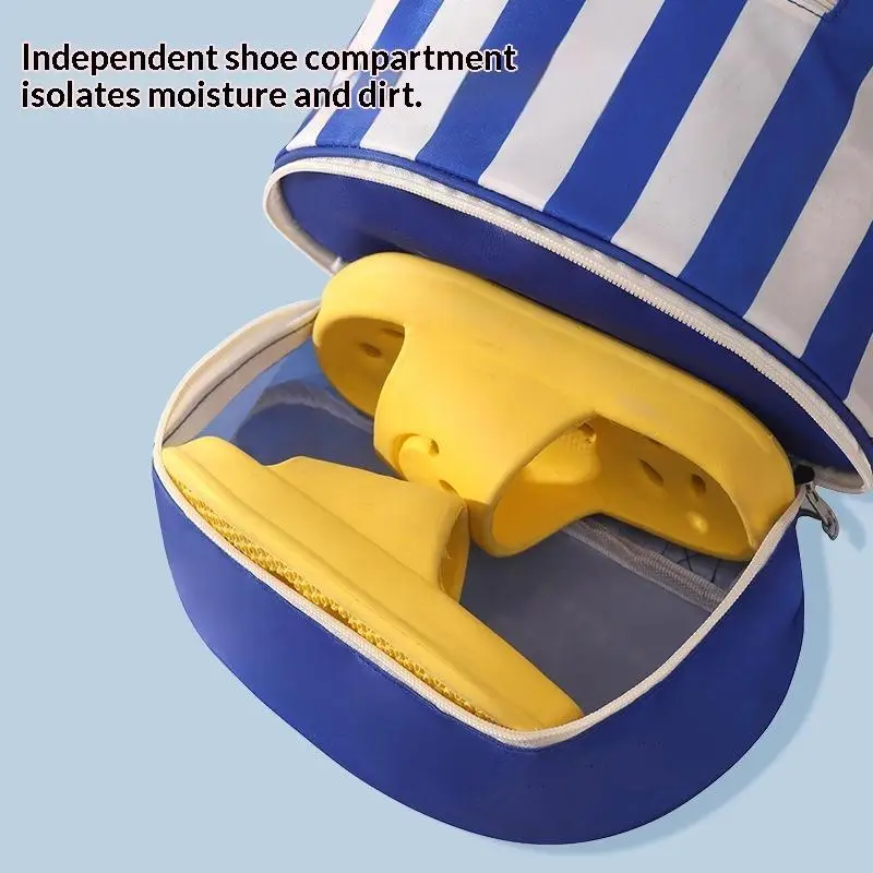 Kids Waterproof Swim Backpack Multi-Pocket Portable Beach Tote Bag for Summer Camp Travel Toiletries Storage