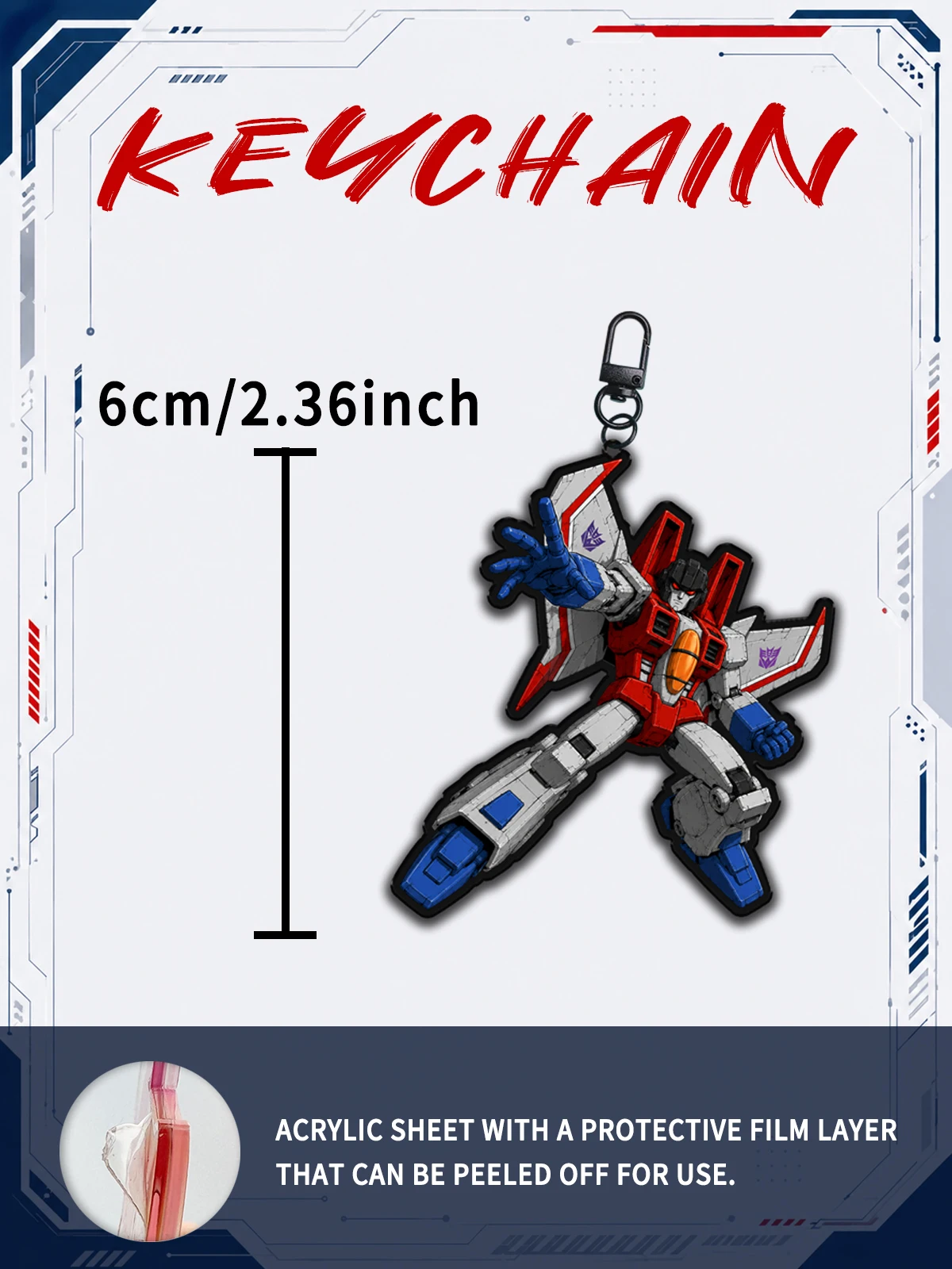 Cute TFA Acrylic Keychains | O-Prime Bumblebee Megatron Starscream | Kawaii Robot Bag Charm Gift - view 2