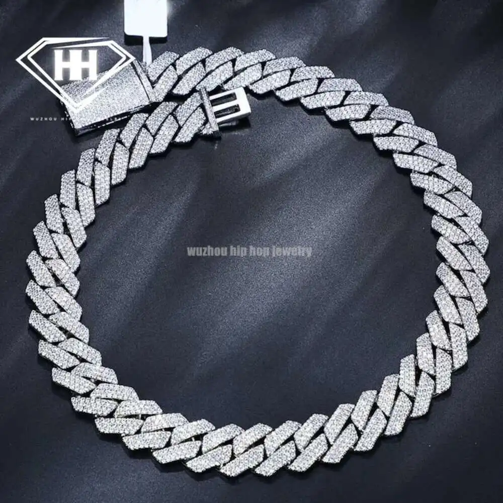 

Hip Hop Fine Jewelry Moissanite Cuban Bracelet 925 Sterling Silver Iced Out Moissanite Cuban Chain