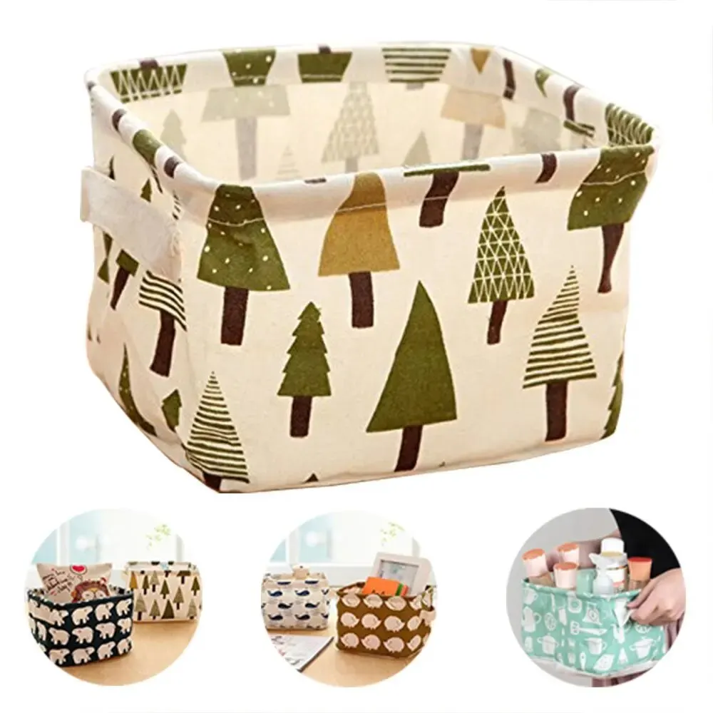 2pcs Oxford Cute Printing Foldable Storage Baskets Bins Clothes Desktop Mini Boxes Organizers Makeup Book Baby Toy CD