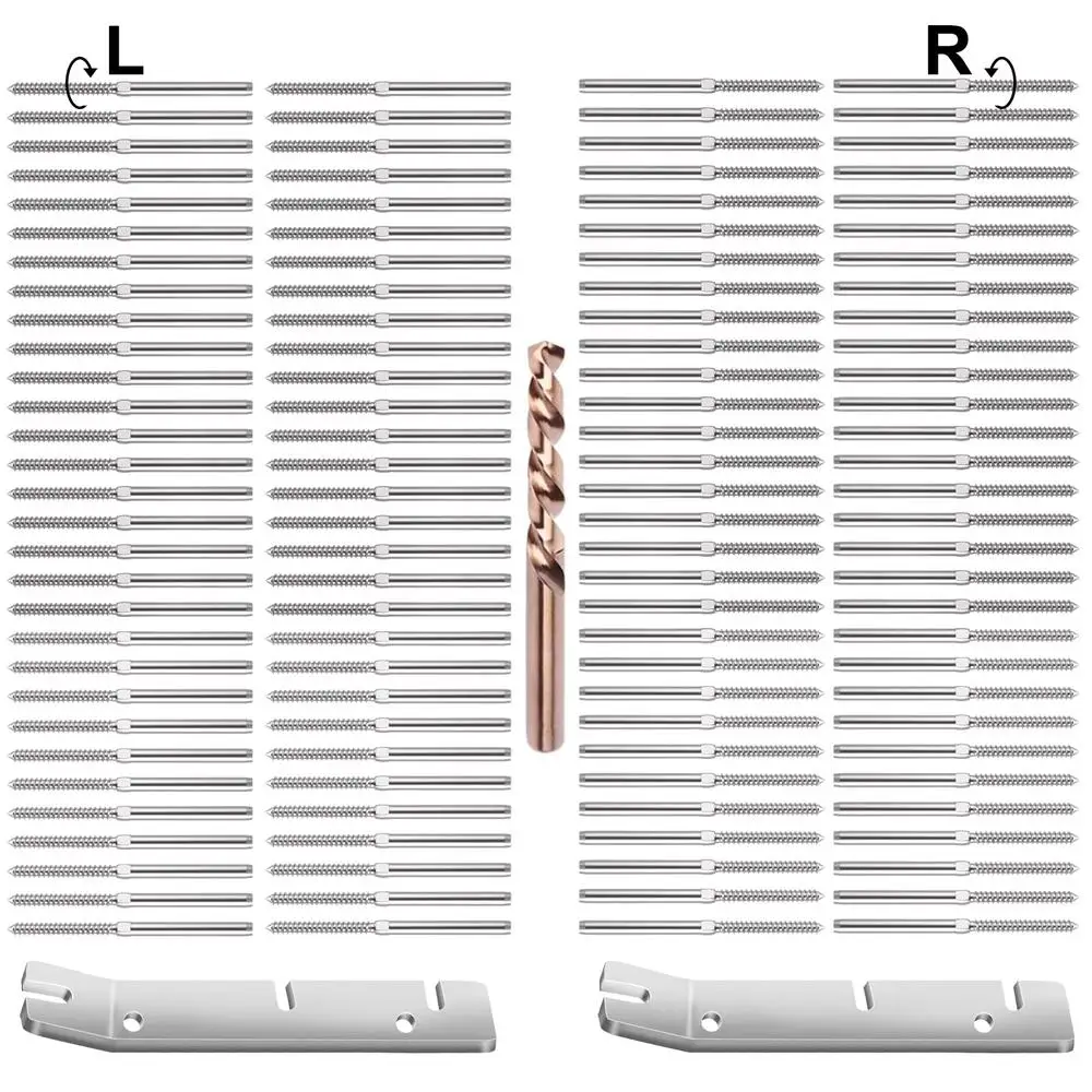 120 pacote t316 kit de parafusos de atraso de balanço de aço inoxidável trilhos de cabo rosca esquerda e direita com chaves instalação de poste de madeira