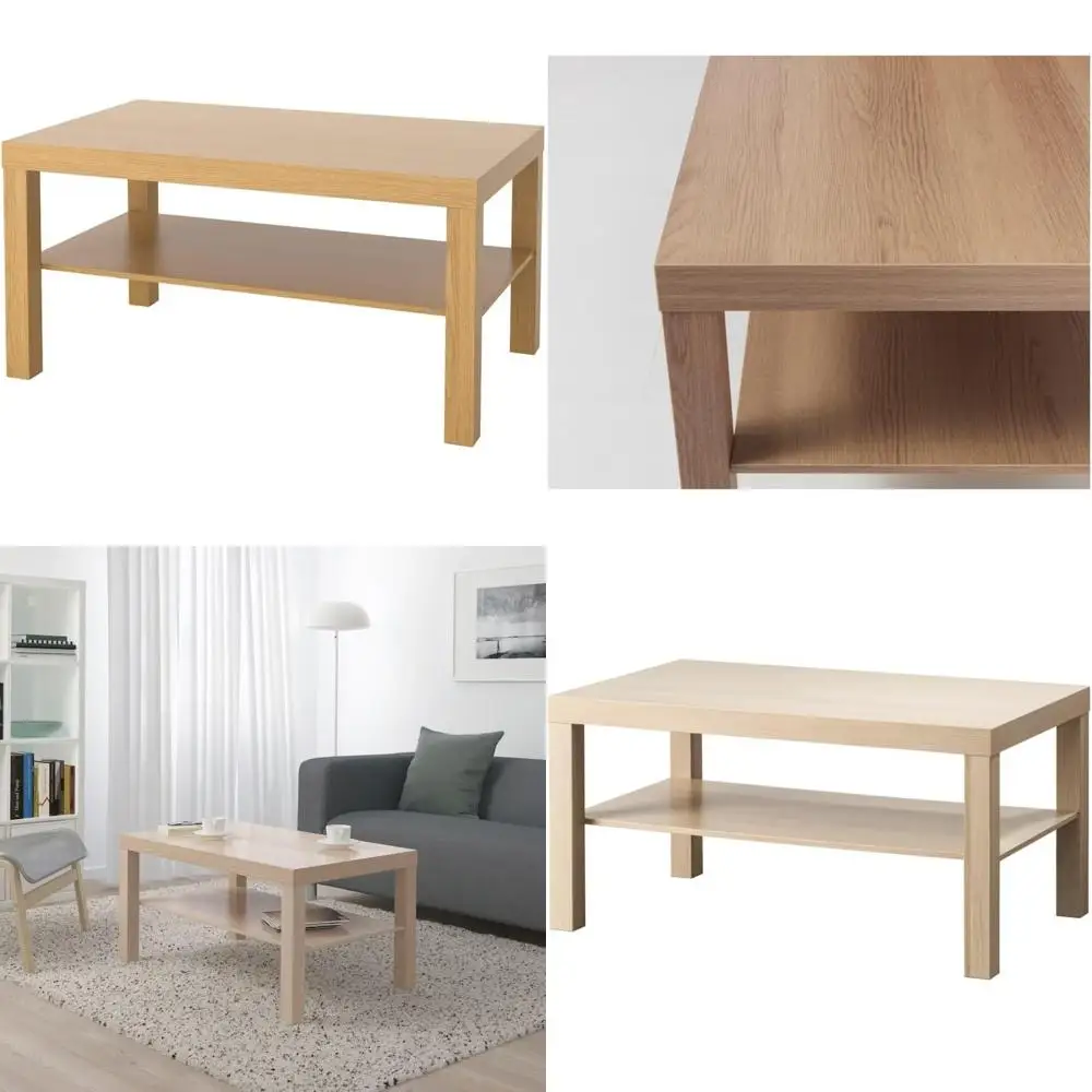 

Modern Rectangular Stylish Coffee Table with Shelf for Living Room, Perfect for Contemporary Home Decor