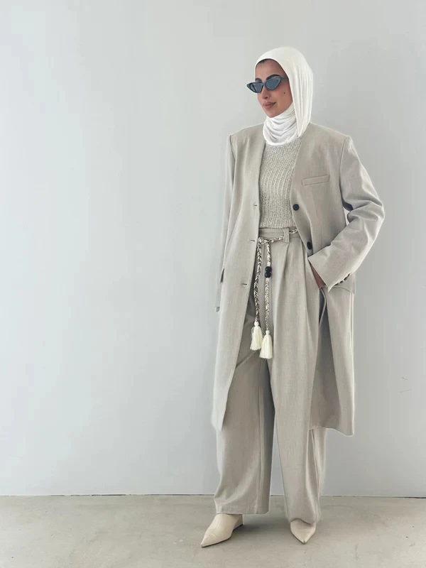 Esclusivo KWTX 2025. Set blazer da donna con scollo tondo + pantaloni con coulisse - Abbigliamento da ufficio alla moda di alta qualità