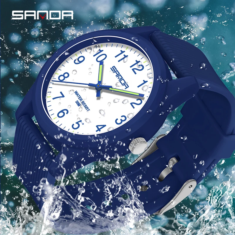 Fashion Sanda Top Brand Simple Quartz Original Women Men Wristwatch Waterproof Outdoor Clock New Style Students Wrist Watches