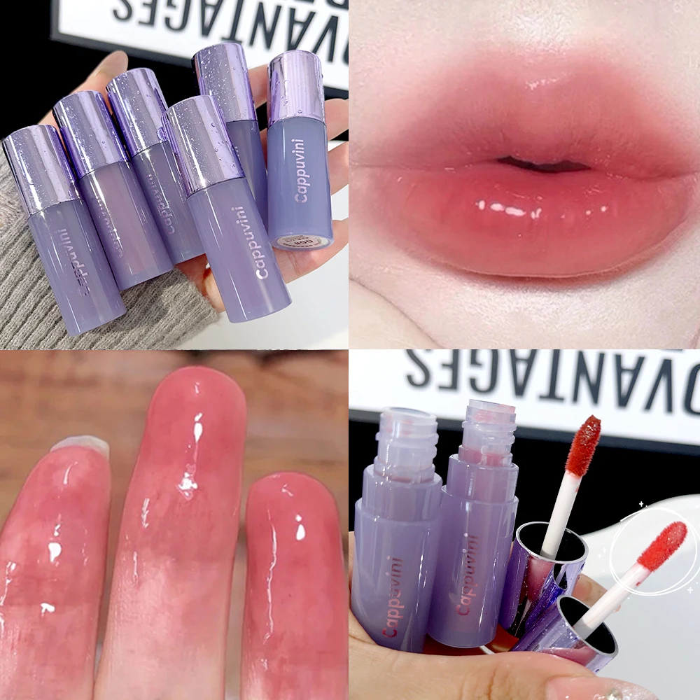 Mirror Glass Lip Gloss Red Sexy Light Moisturizing Lip Glaze Water Clear Lipstick Makeup Non Stick Cup Liquid Lips Tint Cosmetic