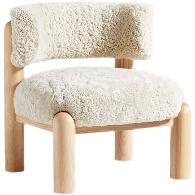 Chaise de canapé en bois massif pour garçons et filles, imitation agneau, peluche, moderne, simple, bûche, couleur, loisirs pour enfants