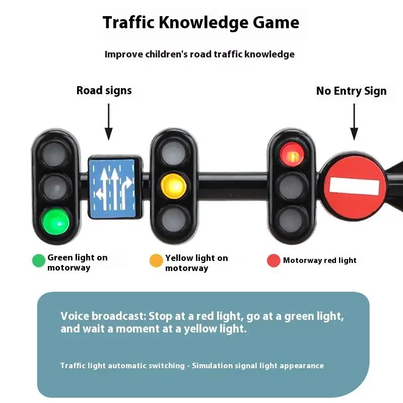 

1Pcs Stop Lights Model Toddlers Safety Education Traffic Light Toys Puzzle Accessories Scene Road Sign With Light And Sound
