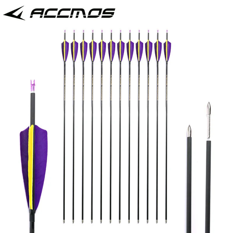 6/12/18pcs ID4.2mm Pure Carbon Arrow Shaft Spine250 300 400 500 600 700 800 900 1000 1500 with 4