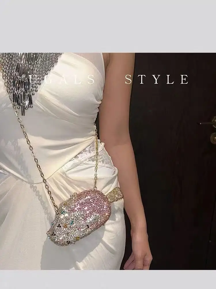 Ice Cream Shaped Clutch Purse Wedding Party Banquet Bag Glitter Rhinestones Diamond Evening Bag Women Crystal Cute Handbag