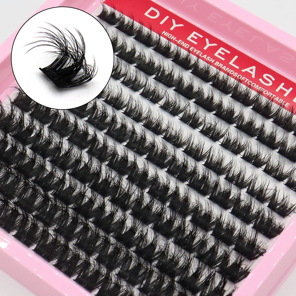 ふわふわクラスターまつげ 8-16mm 混合長さ DIY エクステンションつけまつげ、長くボリュームのある上まつげ