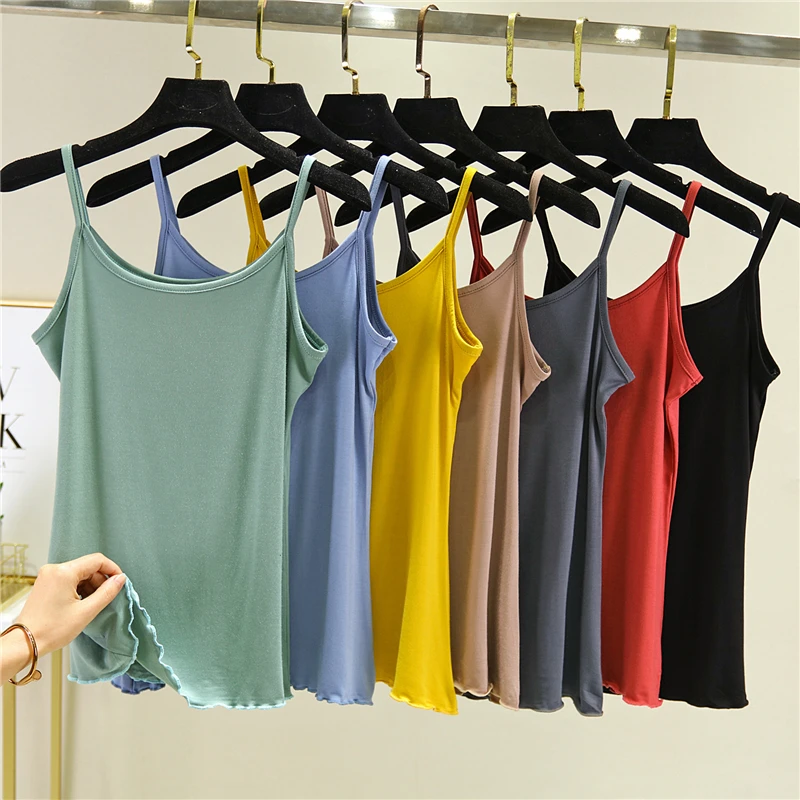 New Modal Women's Tank Top Thin Loose Sexy Wood Grain  Sleepwear Inner Wear Summer Fashion Backless Commute Style Pure Color