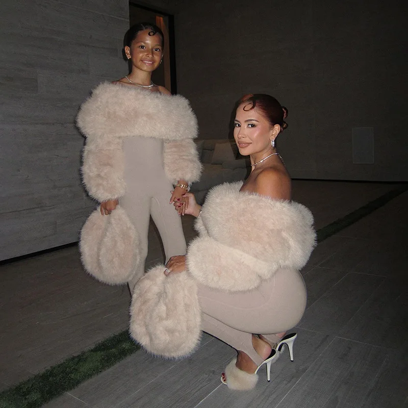 

Пушистые лоскутные комбинезоны с разрезом на шее, женские модные зимние комбинезоны 2025 года, новые узкие комбинезоны с длинными рукавами, вечерние Клубная одежда