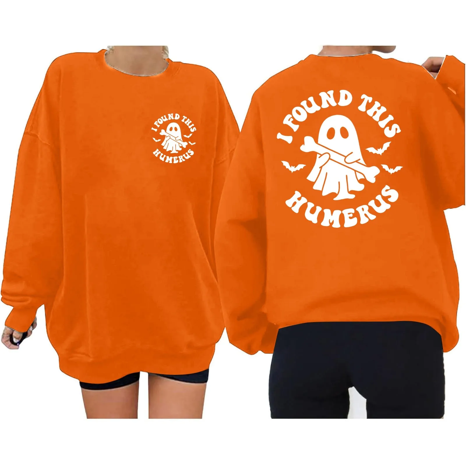 

Women’s Halloween Letter Print Crewneck Pullover Hoodless Fall Long Sleeve Sweatshirts Top 2024 New Fashion Casual Hoodie