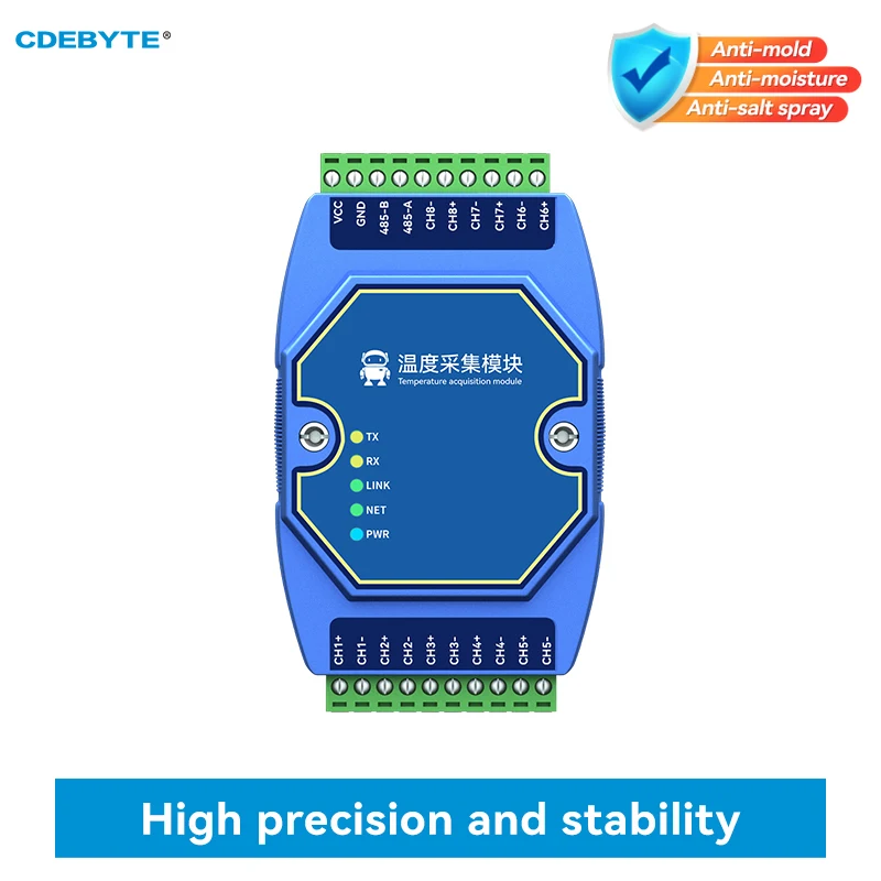 8-Way PT100 RTD Temperature Acquisition Module CDEBYTE ME31-XDXX0800-485 RS485 High Precision Module Support Modbus DC 8~28V