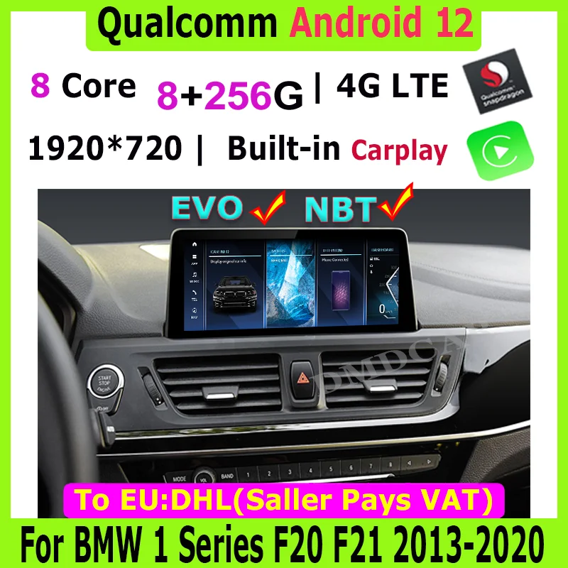 

10.25inch Android 12 Snapdragon 8+256G Car Multimedia Player GPS Navigation Radio Stereo for BMW 1 Series F20 F21 2013-2020