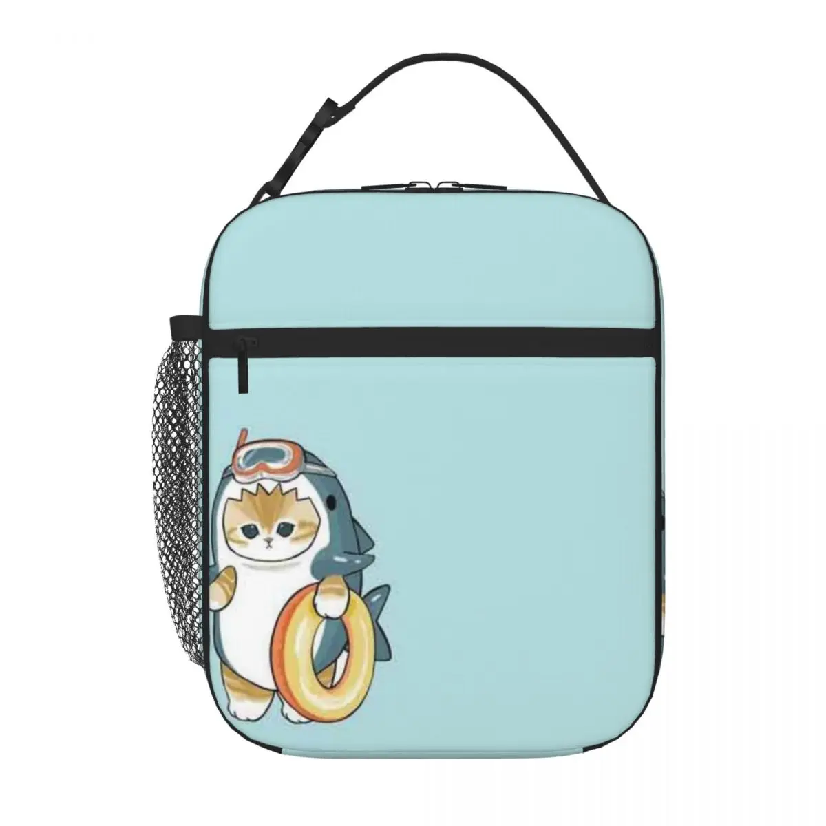 Bestselling Mofusand - Beach Shark Cat Transparent Detail Reusable Lunch Bag Business Commute Small Lunch Bag
