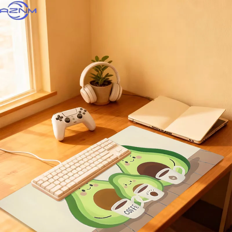 1pc Extra-large, Non-slip, Durable Desk Mat, Mouse Pad, Cartoon Avocado Family Pattern, Rubber Base, for Office, Computer Decor,