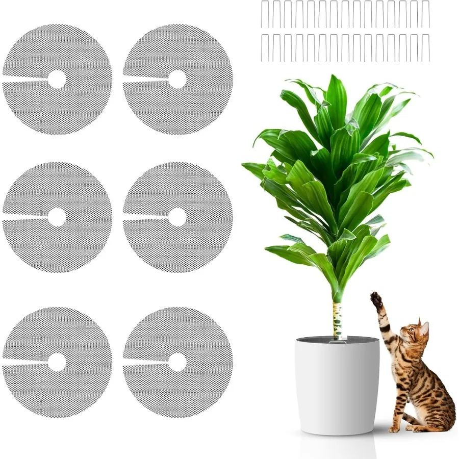 

6 Pcs 15.7 Inch Plant Pot Grids Cutable Plant Pot Soil Protective Covers from Animals Used to prevent animals or babies from di