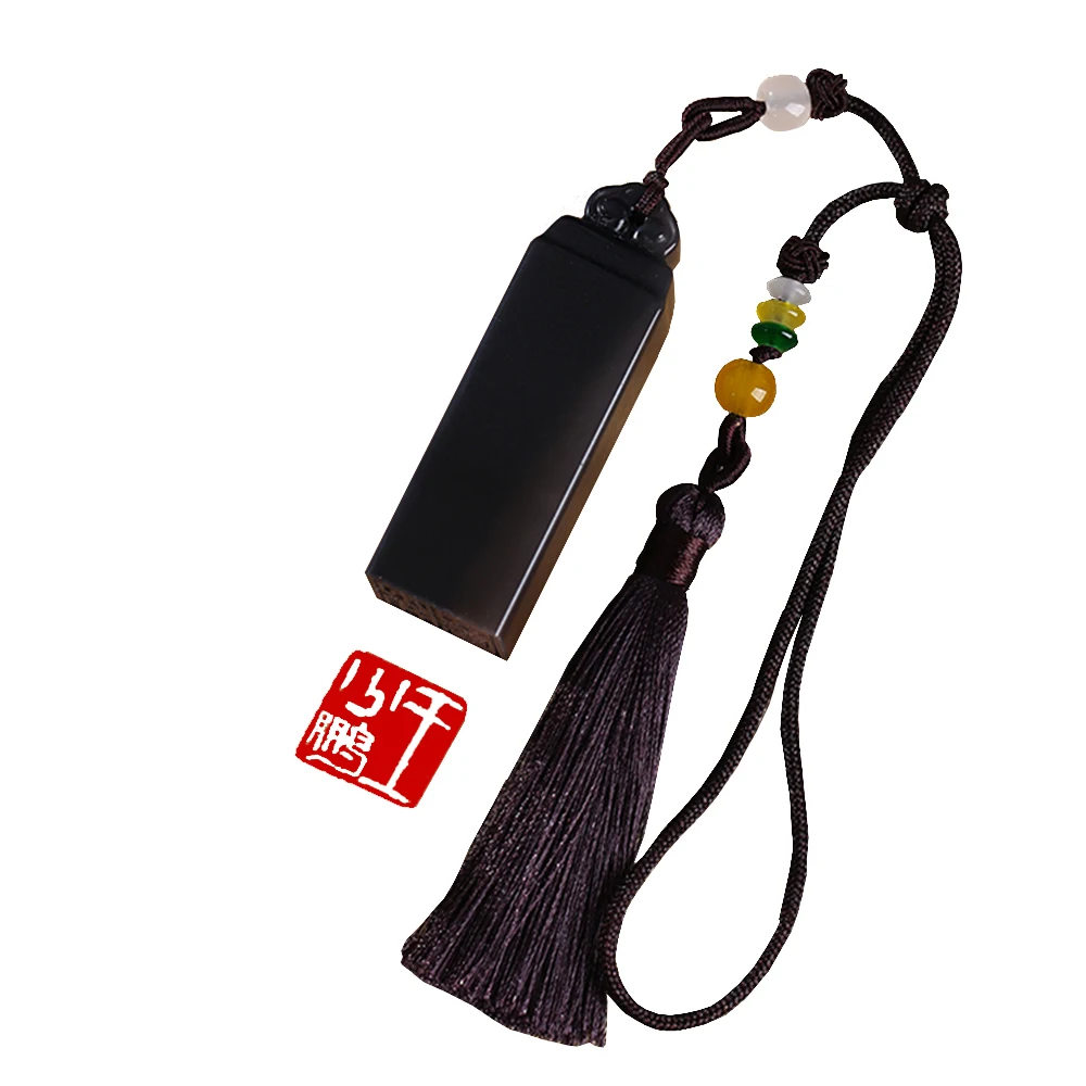 

Custom Stamp for Calligraphy Natural Jade Stone Seal Black Square Chinese English Kanji Hanko Name Stamp Engraved Teacher Gift