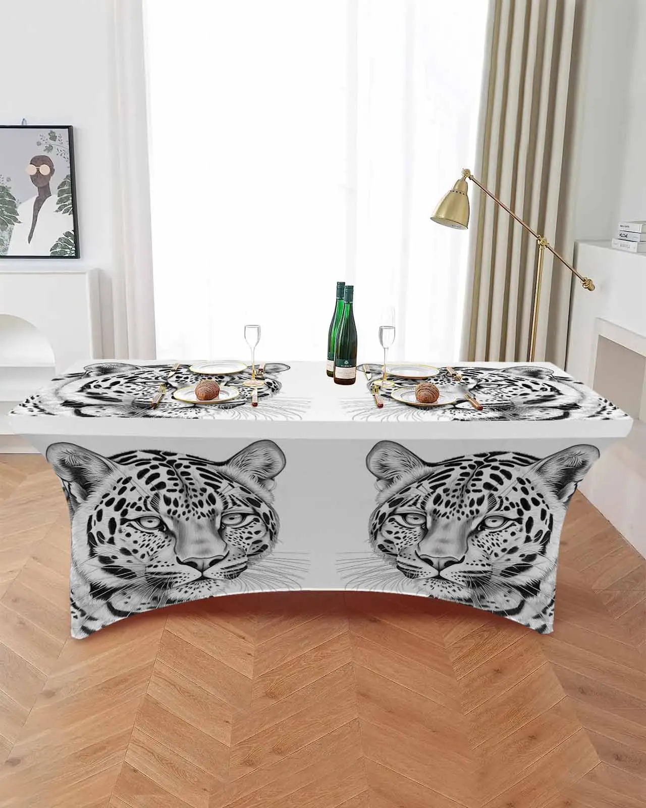 Tiger Head Elastic Table Skirt Wedding Birthday Table Decoration Table Skirt Tablecloth for Party