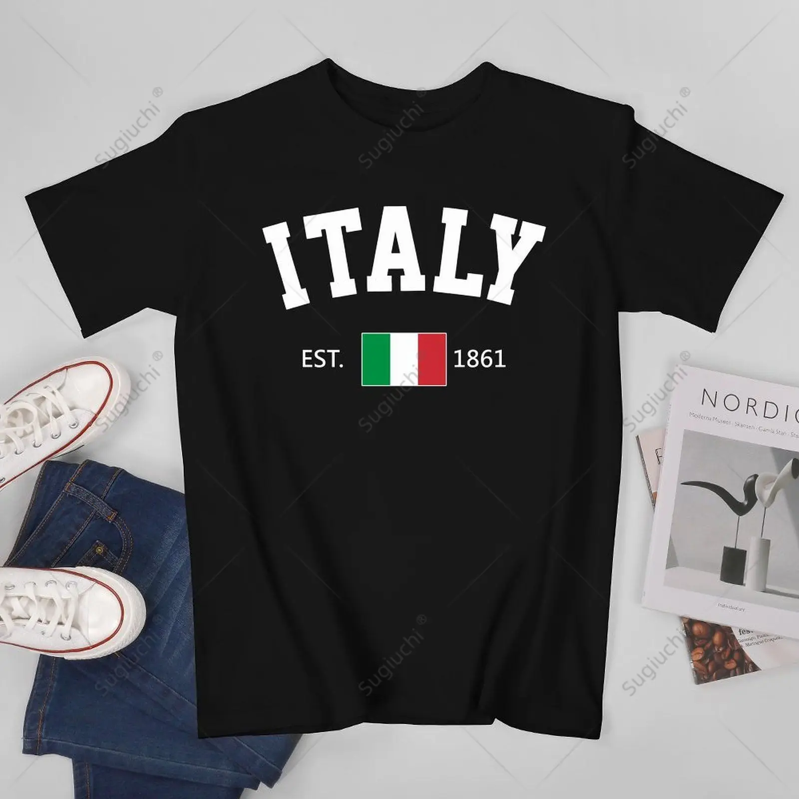 Unisex Men Italy EST.1861 Independence Day Tshirt Tees T Shirts Women Boys 100% Cotton T-Shirt