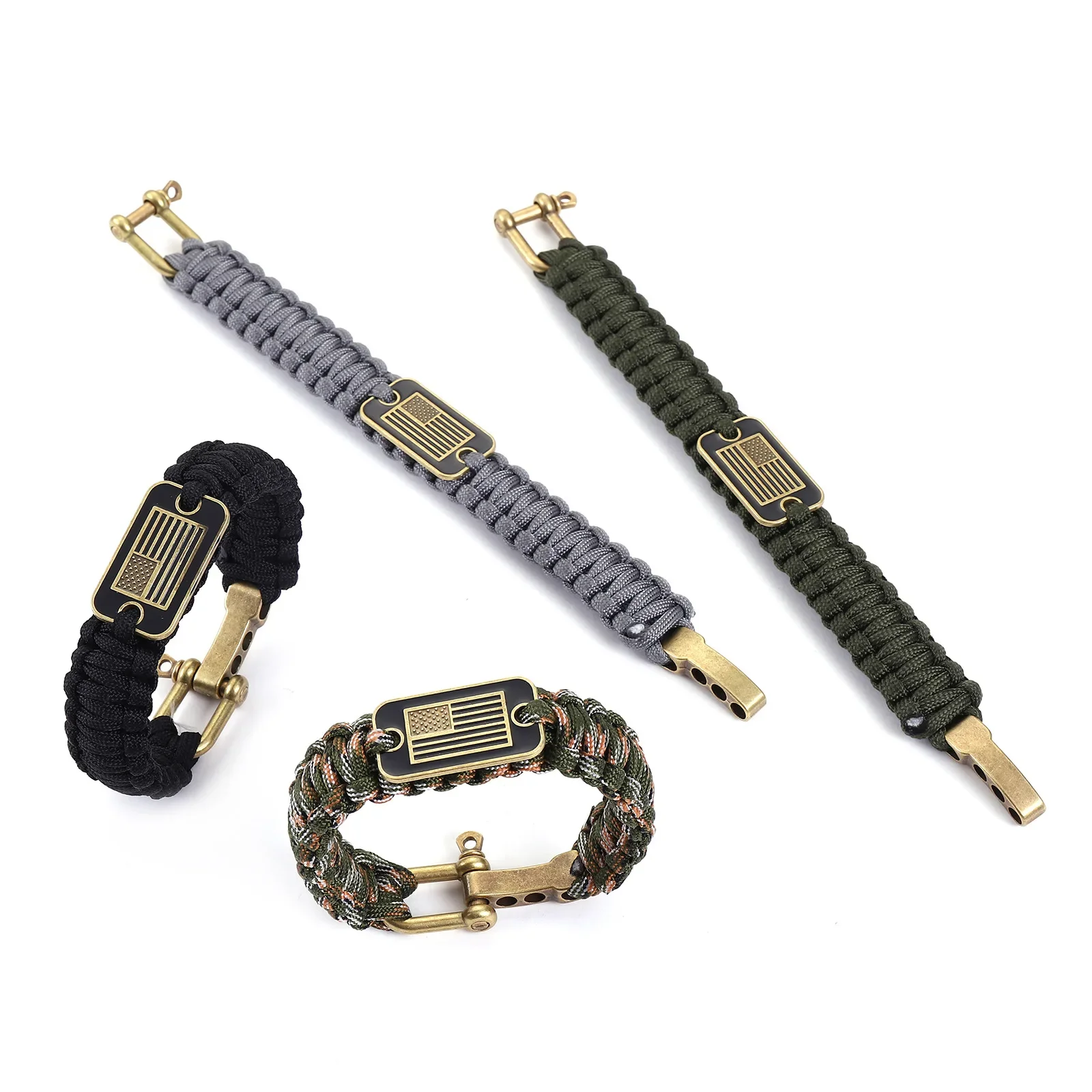 Adjustable Shackle Paracord Survival Bracelet Emergency Mens Paracord Bracelet for Camping Climbing