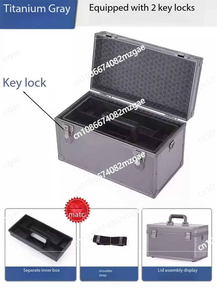 Multi-Layer Storage Box with 2 Built-In Locks & Aluminum Frame, Portable Multi-Function Tool Organizer with Dividers