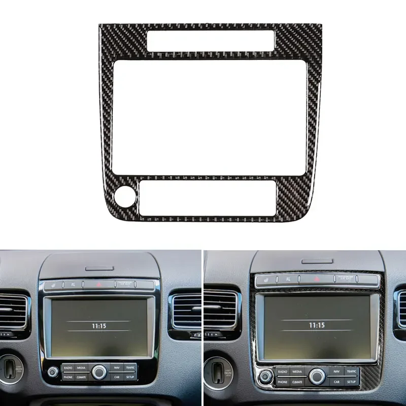 

Real Carbon Fiber Car Styling Interior Center Control Navigation Panel Frame Cover Sticker Trim For VW Touareg 2011 - 2018