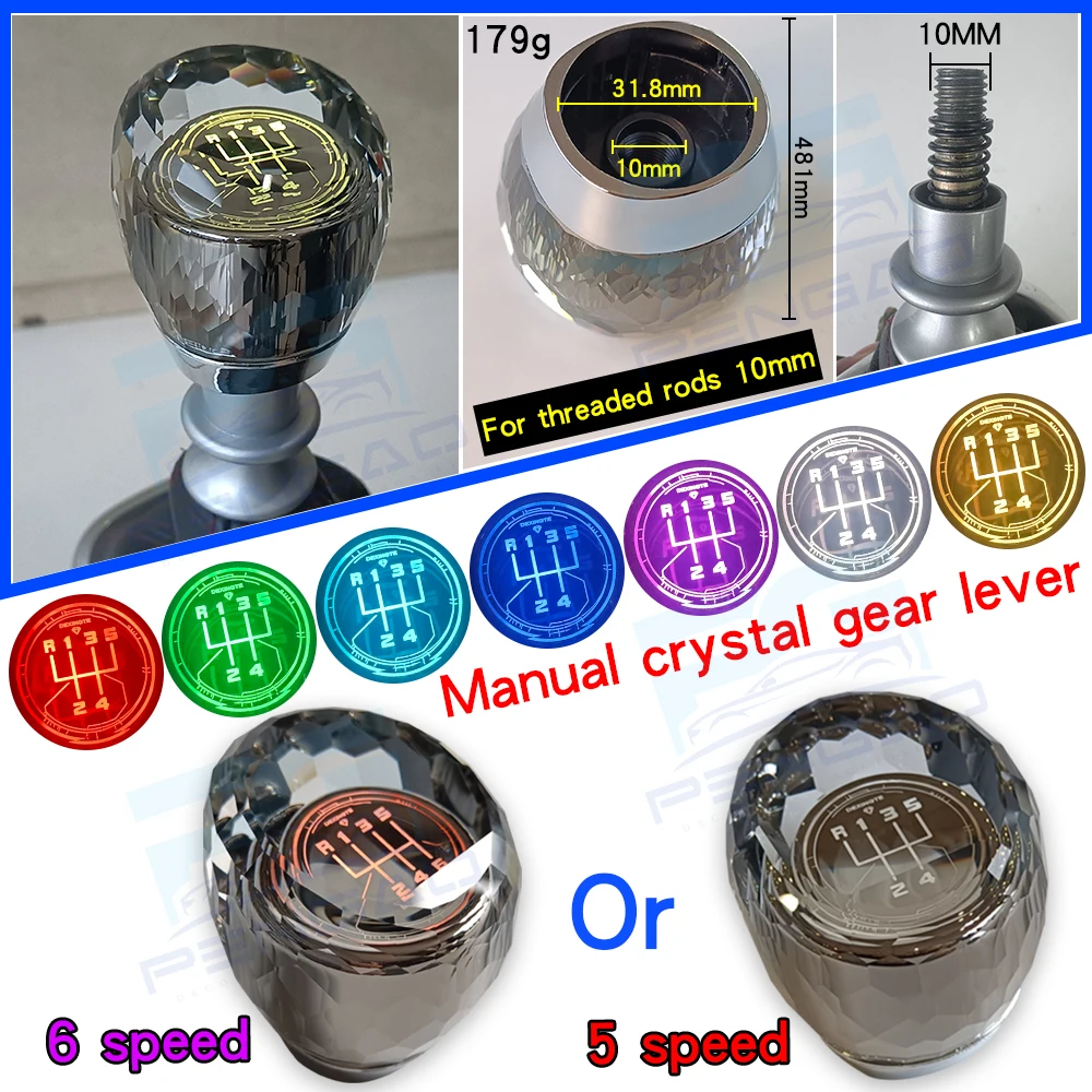 

Upgrade LED light crystal For Fiat Grande Punto Linea 2007-2012 New 5 Speed Manual Car Shifter Boot Gear Shift Knob Head Lever