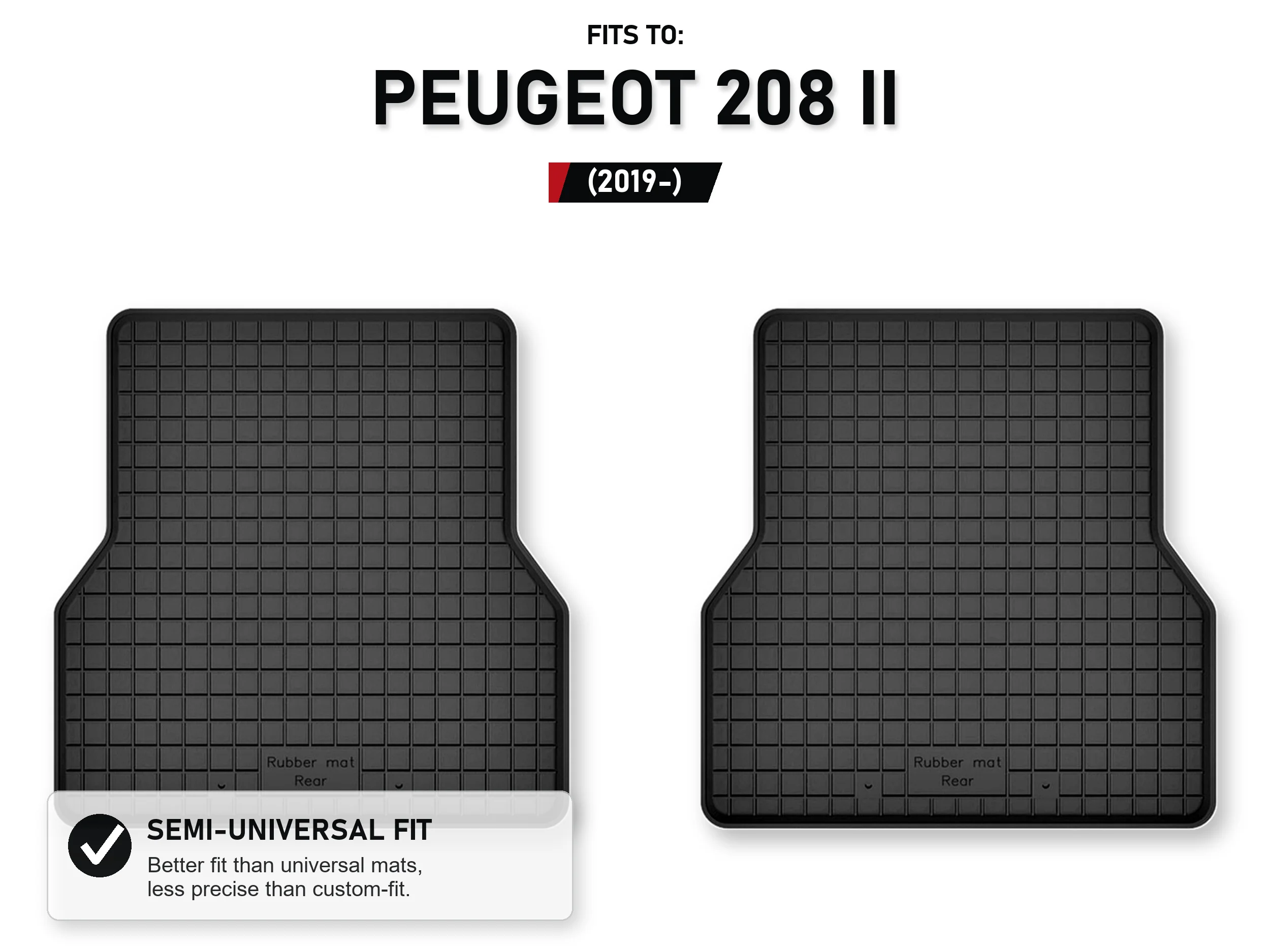 Achtermatten rubberen bak voor: Peugeot 208 Ii 2019-, 2 stuks