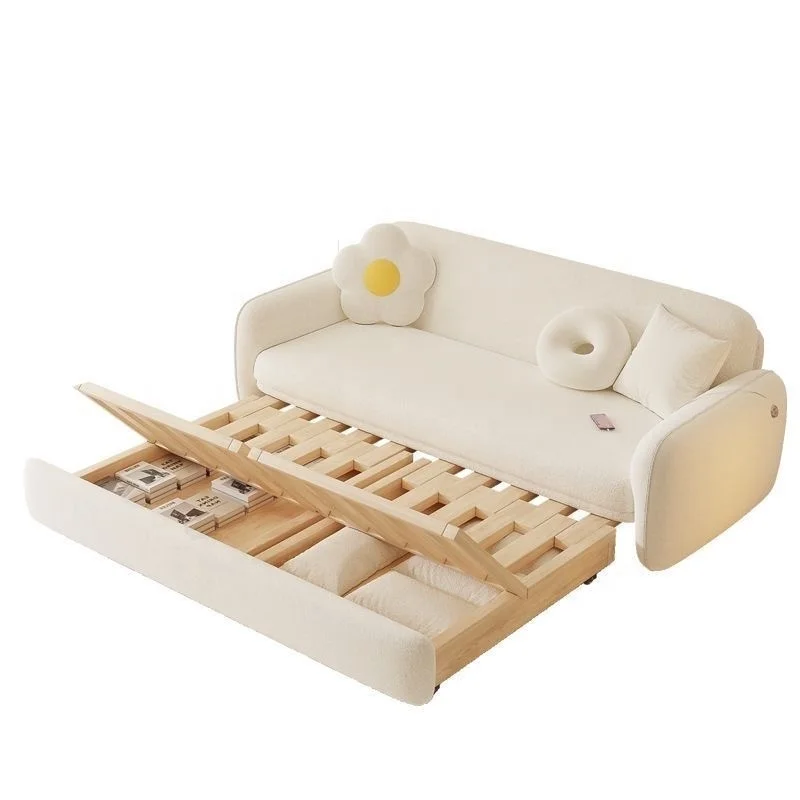 

Sofa bed Modern popular cream style sofa bed Multifunctional pull-out Suitable for family living room Fabric cloud
