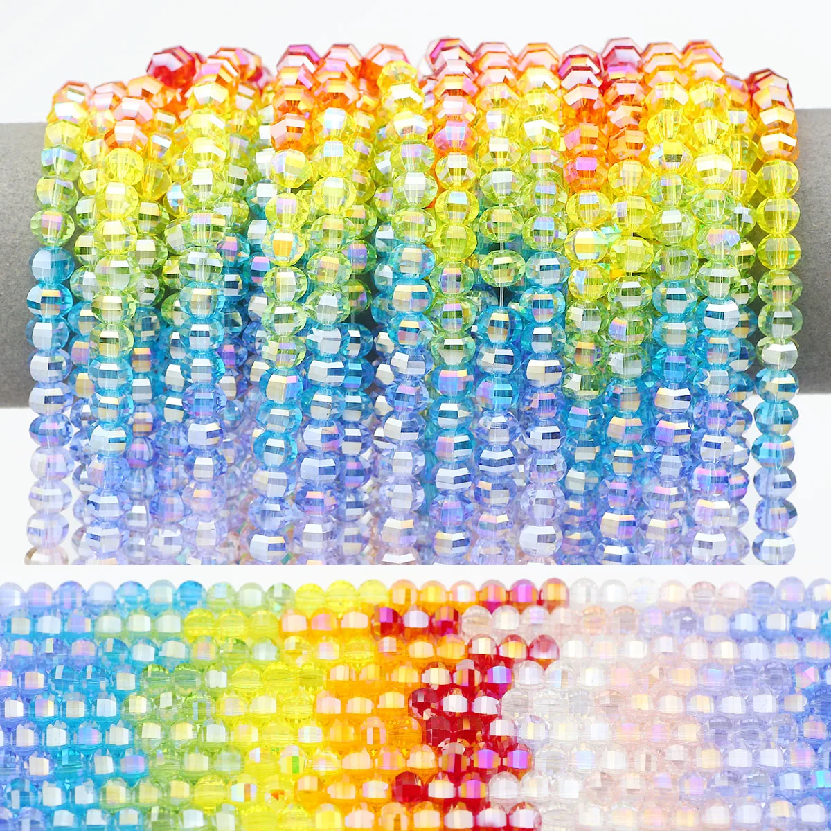 8MM Round Watermelon Shape Glass Crystal Mixed Color Beads Loose Spacers For Jewelry Making DIY Bracelet Accessories 58-290pcs