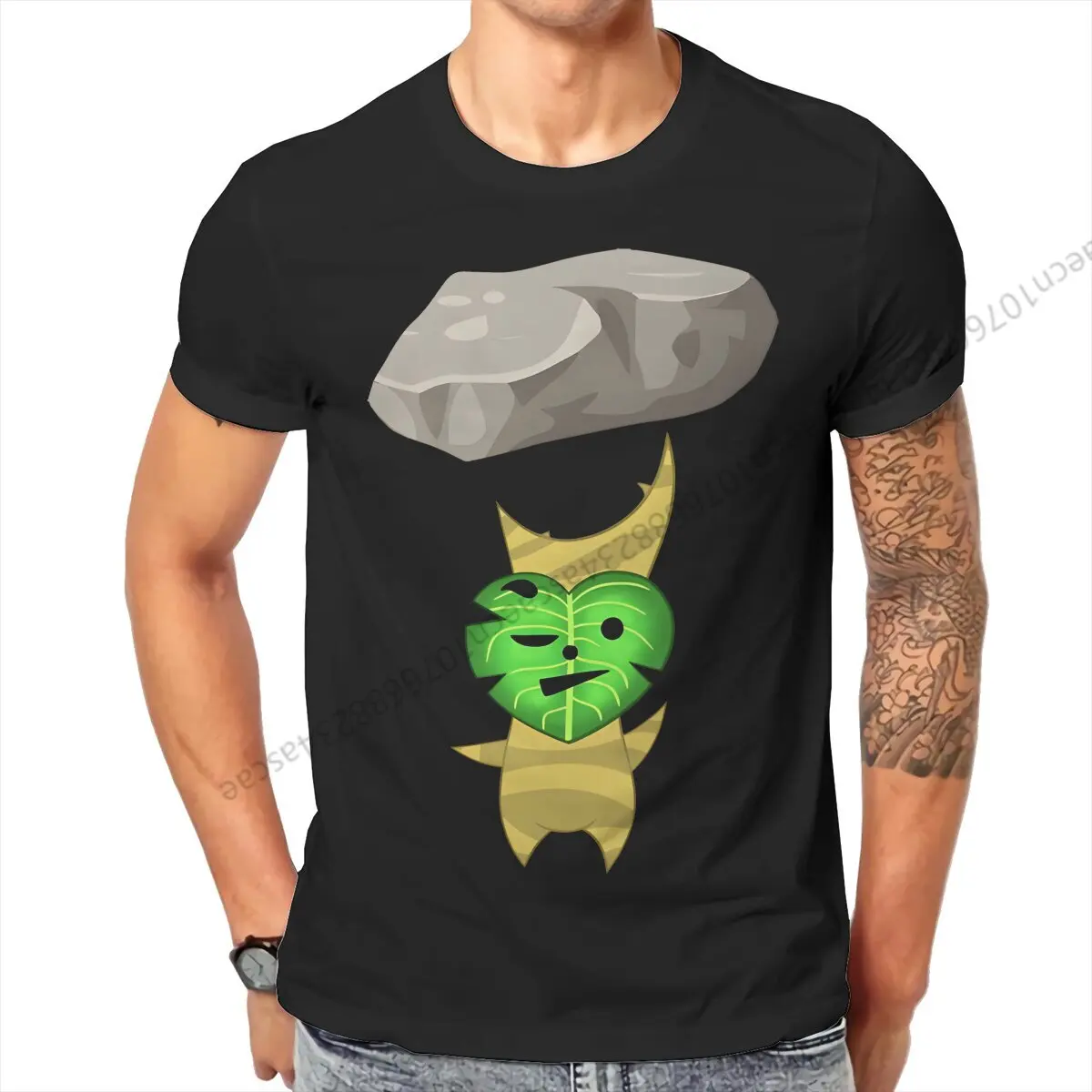 Stone Cute Koroks Leaf Men T Shirt O-Neck TShirt Cotton Clothes