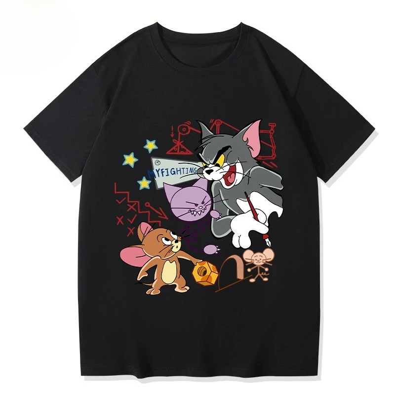 

Miniso The 2025 summer new Tom and Jerry printed T-shirt is a loose and fashionable couple short-sleeved top for men and women