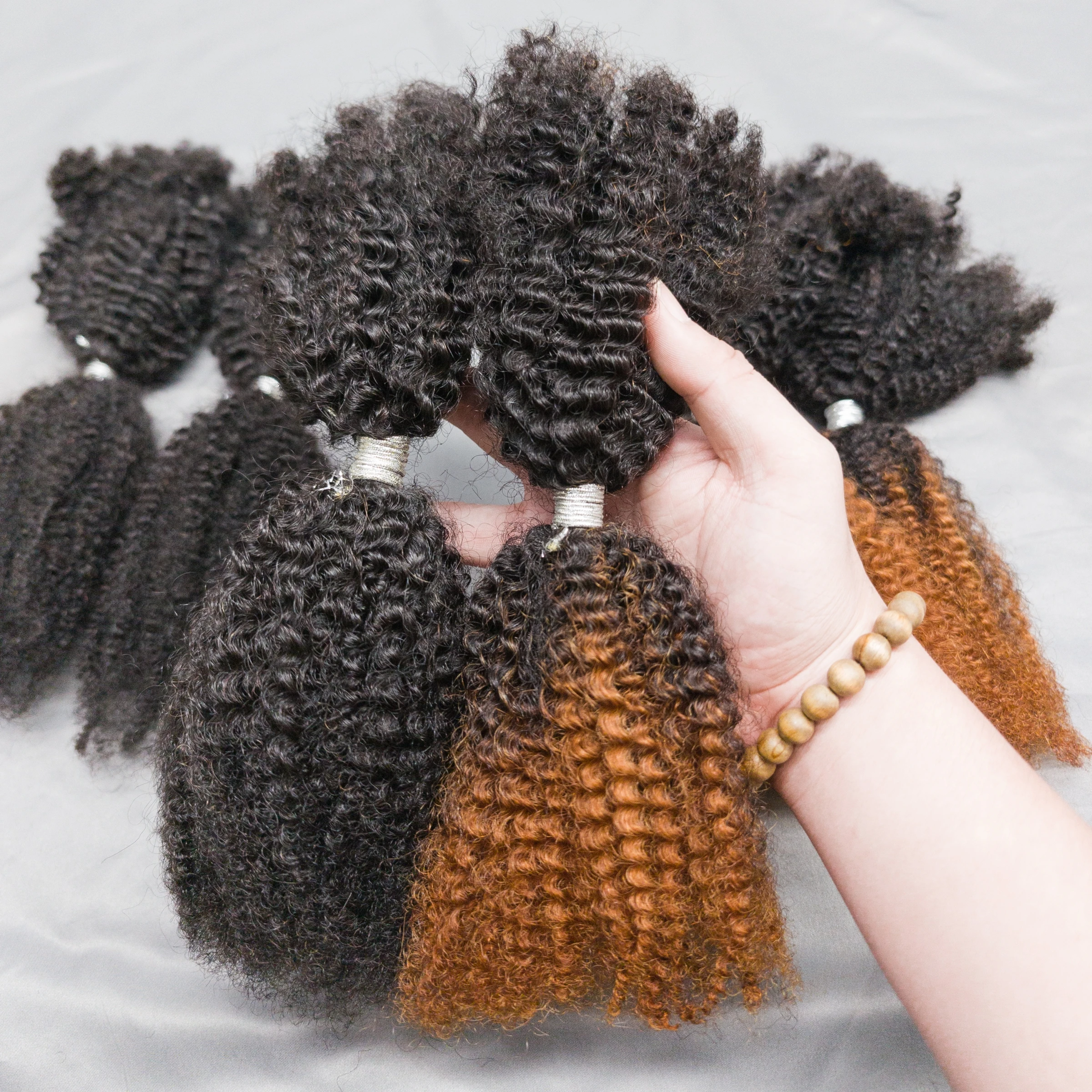 

16Inches Raw 4C Afro Kinky Curly Bulk Human Hair African Braids Crochet Braiding Hair Extensions Locks for Braids No Weft T30#