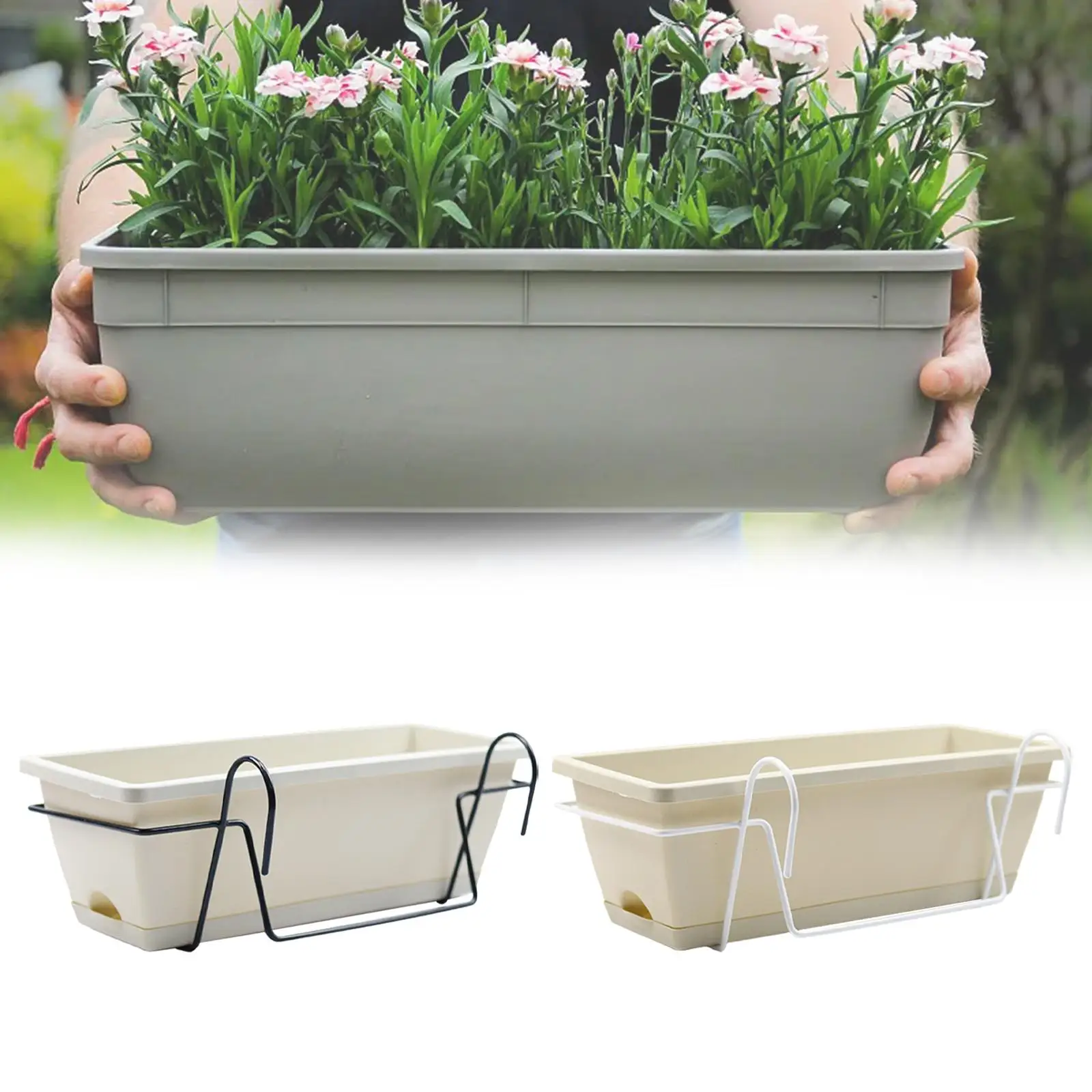 Railing Planter Rectangular Home Decoration Plant Holder Plant Pot Plant Basket for Deck Yard Indoor Outdoor Patio Garden