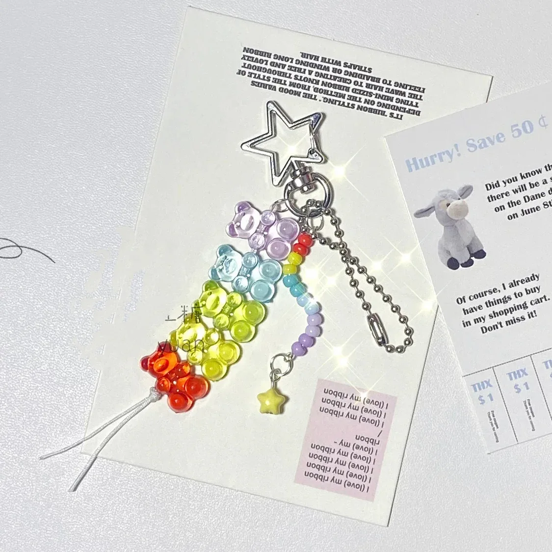 

Ladies' Bag Pendants Cartoon Bear Star Dopamine Cute Kawaii Sweet Bag Accessories High-quality Mobile Phone Chains Keychains