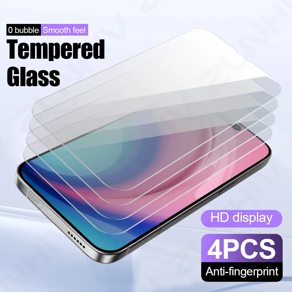 

4 шт., защитная пленка из закаленного стекла для iPhone 17 Pro 16 Pro Max, защитная пленка для смартфона 15 14 Plus 13 12 11 XR