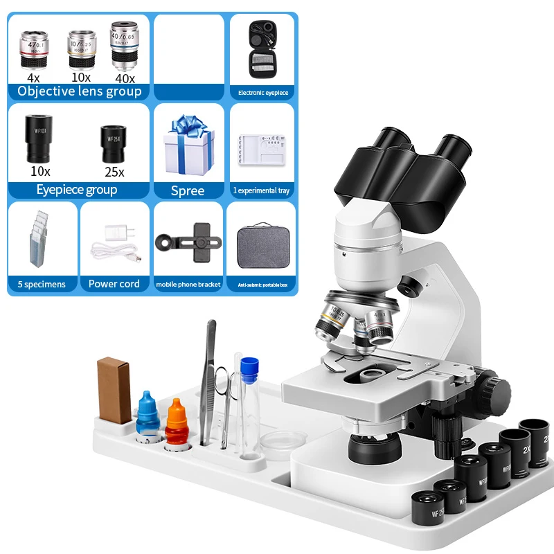 High Quality 40X-2000X LED-illuminated Binocular Microscopes Educate Biology Students and Kids Microscopes