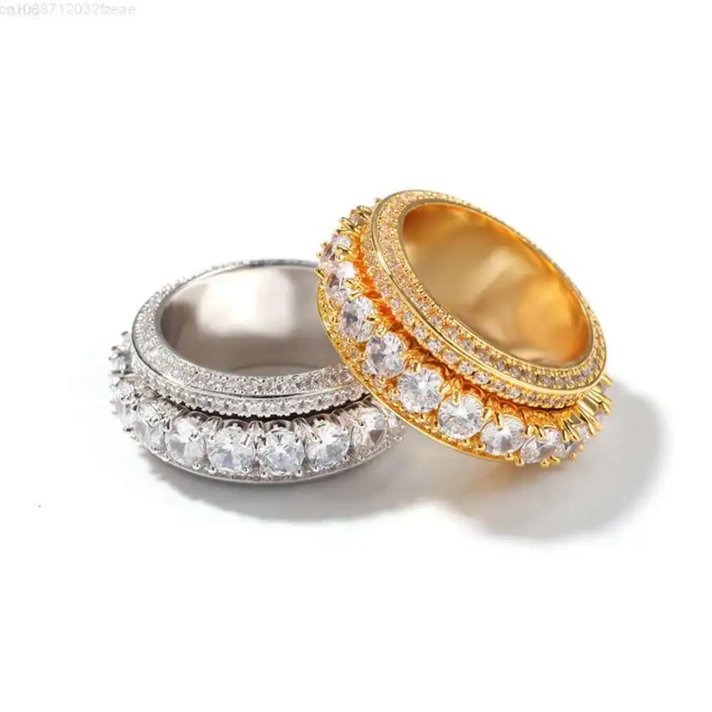 

New Hip Hop Vvs Moissanite Men Ring 925 Silver Gold Plated Diamond Moissanite High Quality Rings