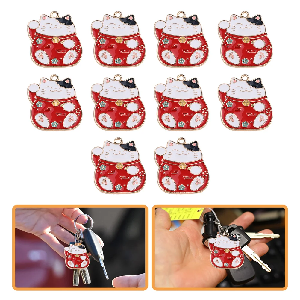 10 pçs sorte gato pingentes liga criativa diy chaveiro artesanato fazendo acessórios gato charme jóias suprimentos decorações