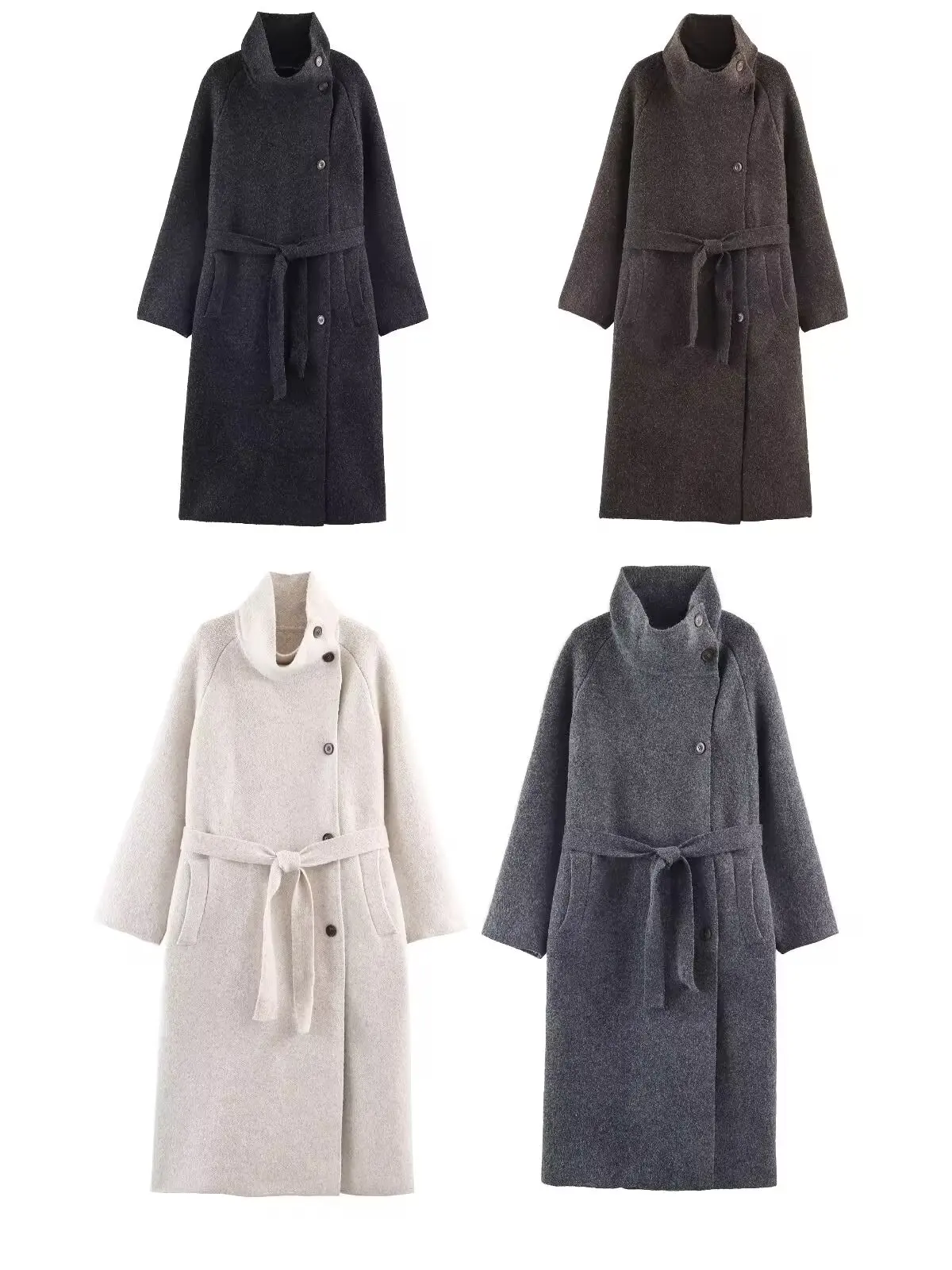 

DiYiG WOMAN 2025 Winter New Fashion Multi-color Long Coat with Belt Chic Buckle All-match Long Sleeve Coat Outerwear Mujer