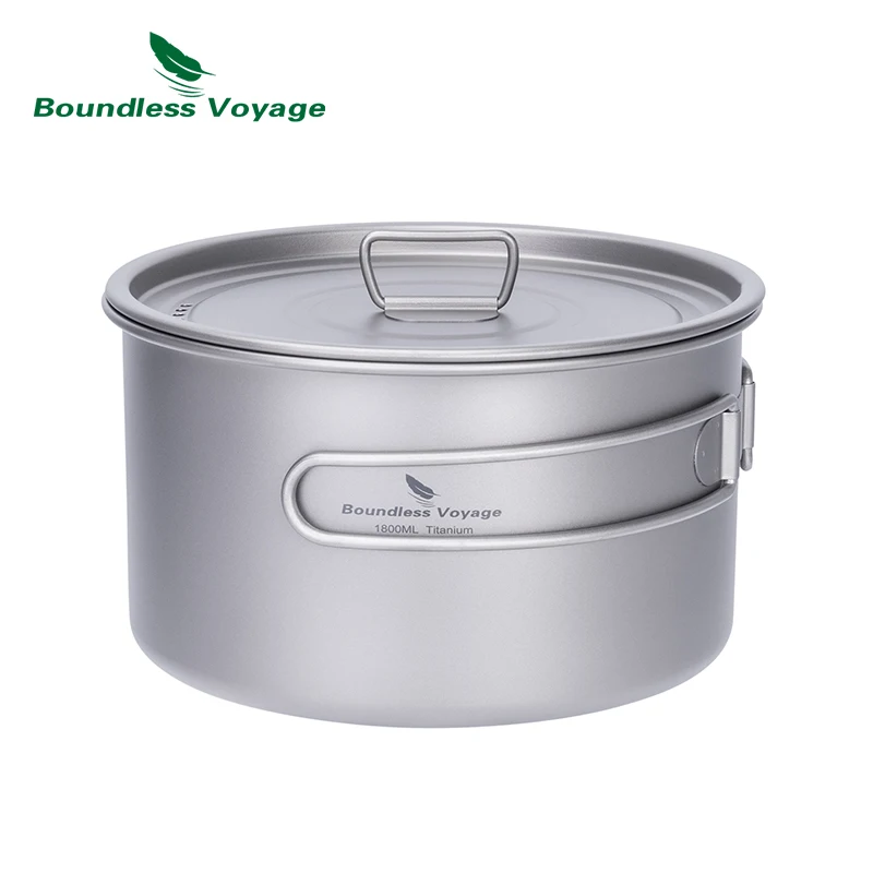 Boundless Voyage Lightweight Titanium Pot Outdoor Portable Cooking Set Backpacking Pot for Hiking Trekking Picnic Fishing