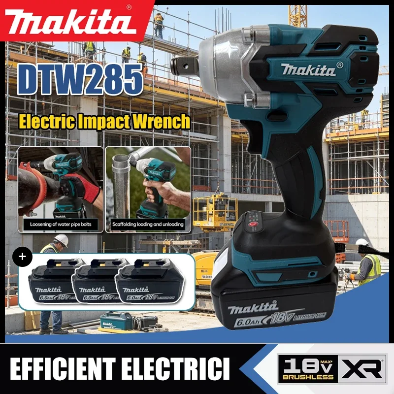 

Makita DTW285 Brushless High Torque Impact Wrench Cordless Electric Wrench Rechargable Tool Multifunctional Power Tool