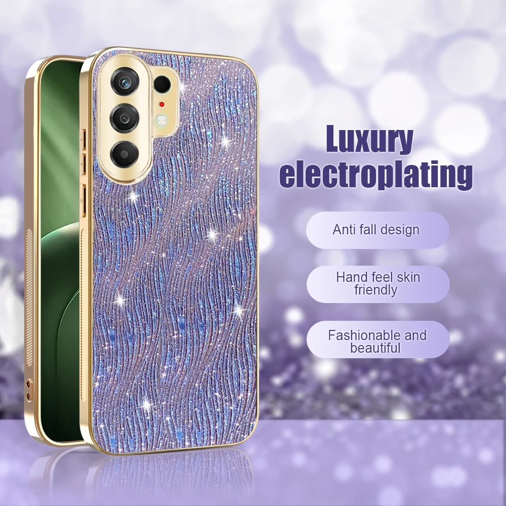 Funda Deluxe Plateada con Diseño de Ondas de Agua y Acabado Brillante para TECNO CAMON 50 40 pro 5G, Funda Protectora Antigolpes para TECNO CAMON 50 4G
